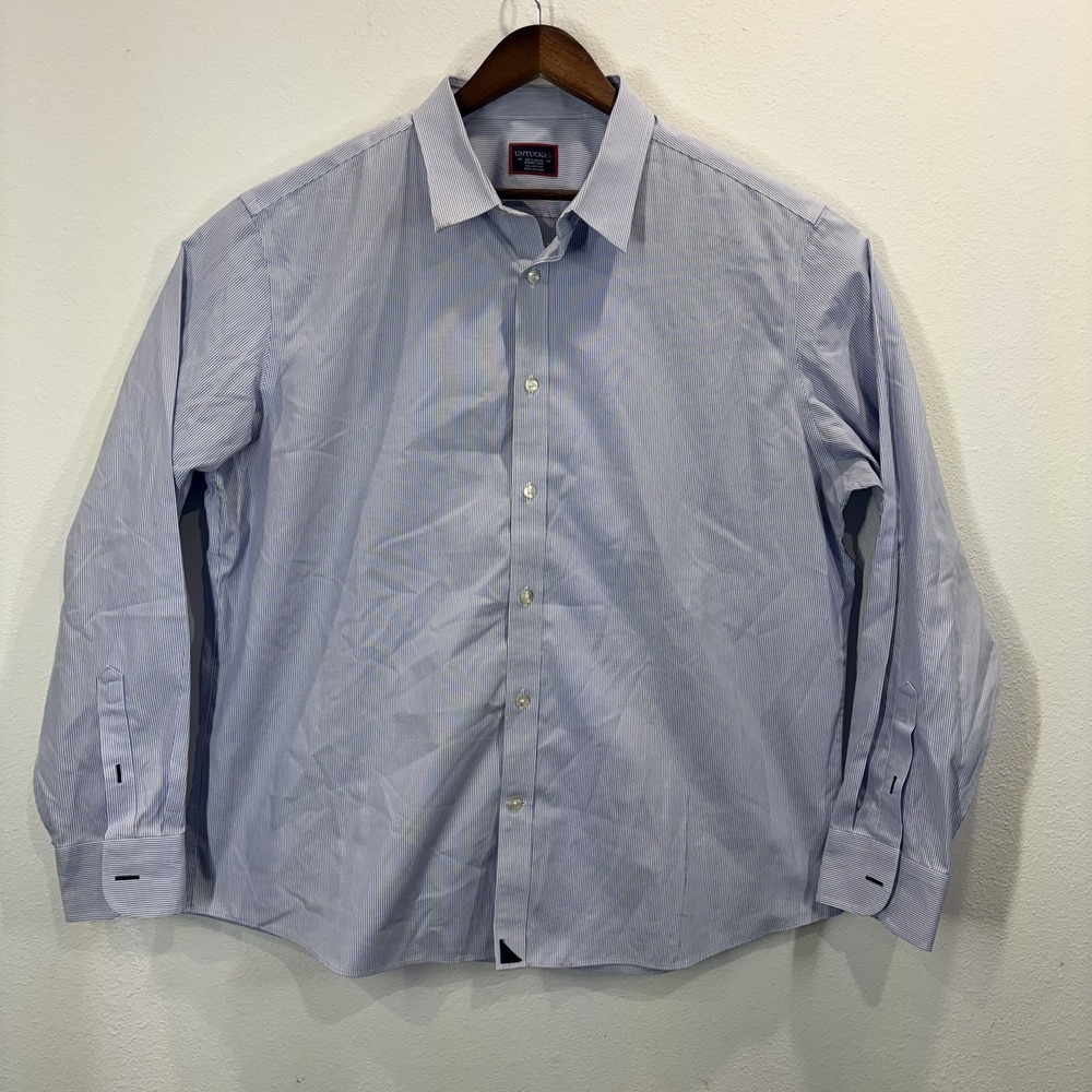 Untuckit Wrinkle Free 100% Cotton Dress Shirt Button Up Preppy Mens 2XL